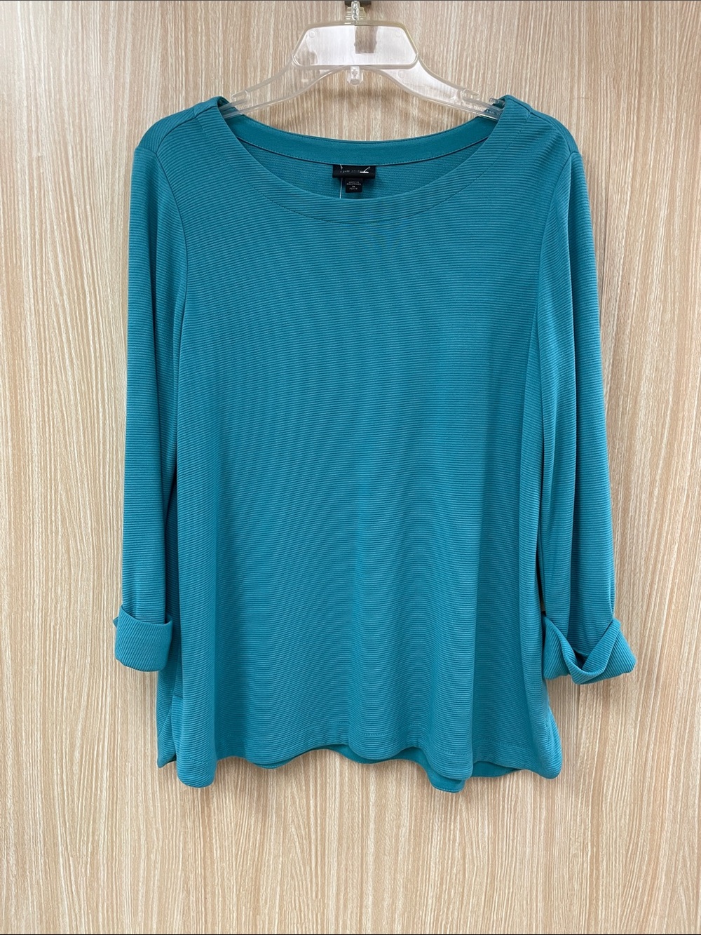 J. Jill Green Ribbed Top Size Medium Petite